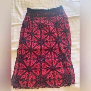 Red and black mesh skirt